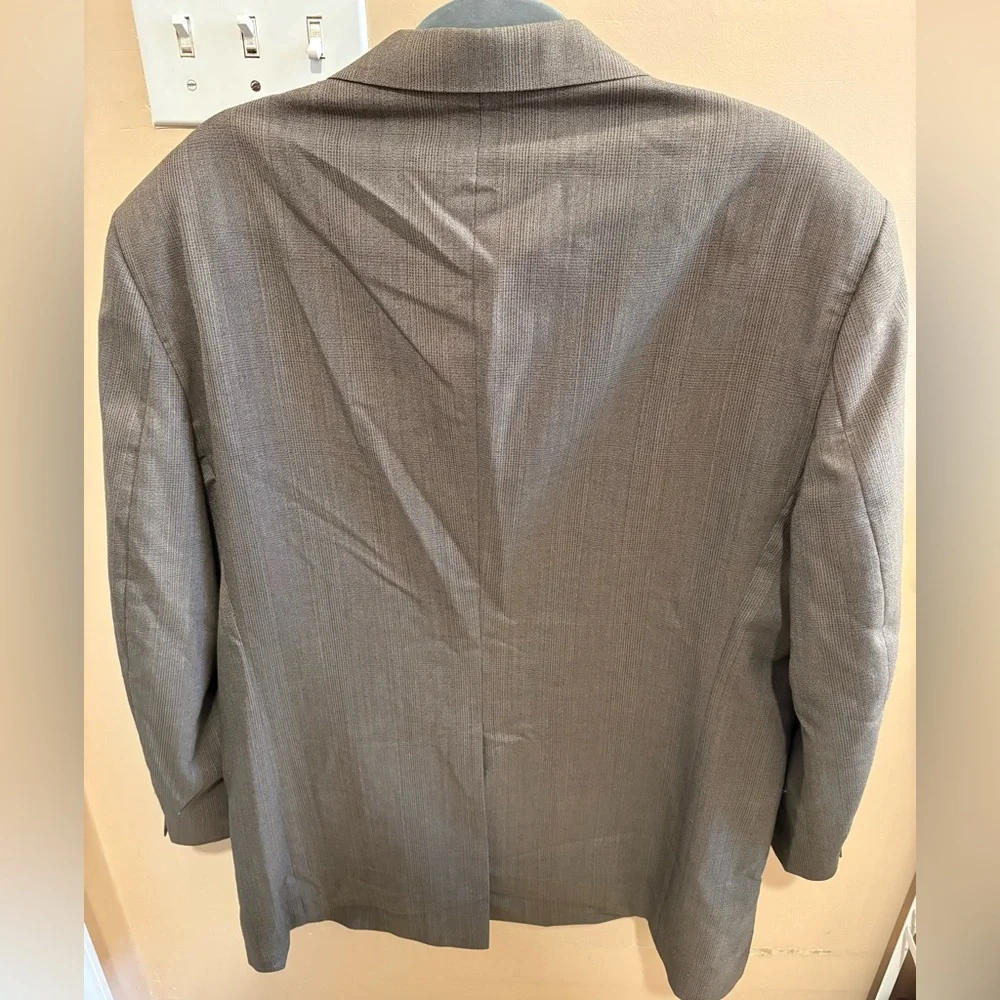 Haggar Men’s Blazer Sport Coat Taupe Plaid Size 44L